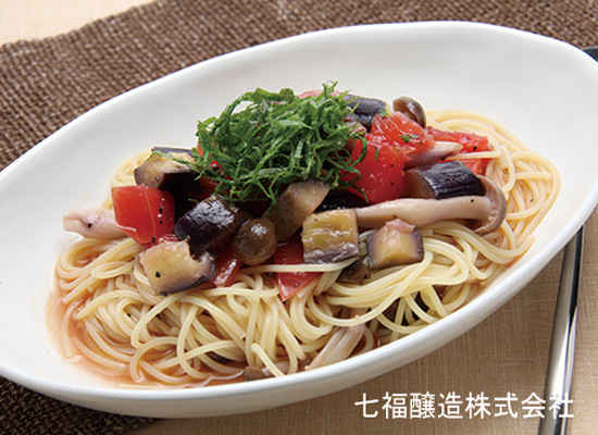なすとトマトの冷製パスタ