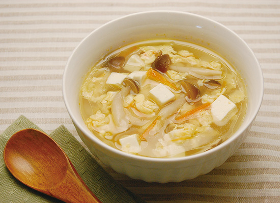 きのこと豆腐のふんわり玉子スープ