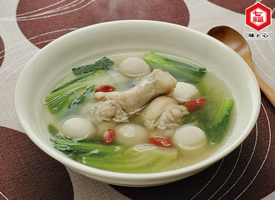 里芋とチンゲン菜の鶏スープ