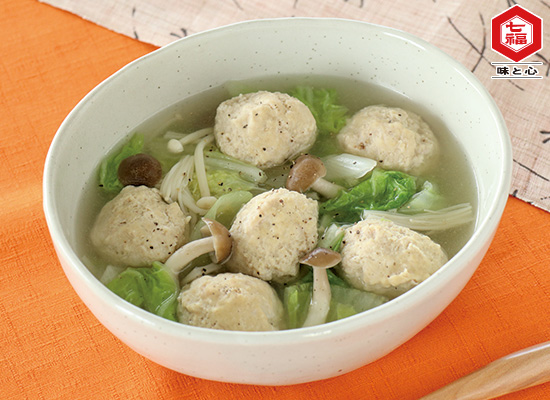 鶏団子と白菜きのこのスープ